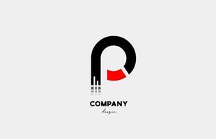 noir rouge p alphabet lettre icône logo design pour entreprise et société vecteur
