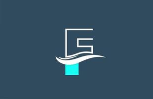 f icône du logo lettre alphabet blanc bleu pour entreprise avec design swoosh vecteur