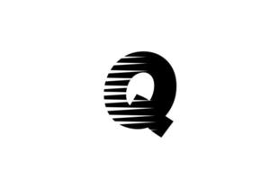 ligne rayures q alphabet lettre icône du logo pour les entreprises et l'entreprise. conception de lettre simple en noir et blanc pour l'identité vecteur