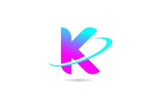 rose bleu k alphabet lettre icône logo design avec swoosh pour entreprise et société vecteur
