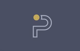 ligne p alphabet lettre logo icône design jaune bleu pour entreprise et entreprise vecteur