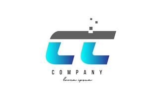 Combinaison de logo de lettre de l'alphabet cc cc en bleu et gris. conception d'icônes créatives pour entreprise et entreprise vecteur