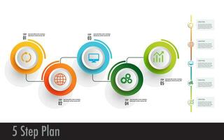 infographie modèle 5 plan cadre vision, moderne étape chronologie infographie conception pour affaires concept vecteur