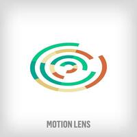 Créatif lentille cercles signe logo. unique Couleur transitions. caméra et infini optique logo modèle. vecteur