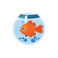 poisson rouge dans un aquarium, vecteur illustration