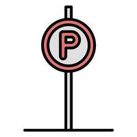 parking icône vecteur ou logo illustration contour noir Couleur style