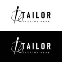 tailleur logo vecteur modèle aiguille et fil noir silhouette conception Facile couture outil produit marque