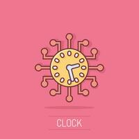 icône en temps réel dans le style comique. illustration de dessin animé de vecteur d'horloge sur fond blanc isolé. regarder l'effet d'éclaboussure du concept d'entreprise.