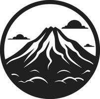 fureur forger noir icône pour volcan Puissance lave lignes volcan Montagne dans frappant noir vecteur