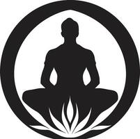 radiant rythme noir logo avec yoga femme silhouette éclairer yoga pose femme vecteur icône