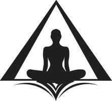 tranquille asana noir logo avec yoga femme icône lotus harmonie yoga pose femme emblème vecteur