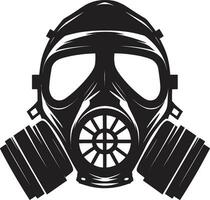 minuit défenseur noir gaz masque logo conception obsidienne abri vecteur gaz masque icône symbole