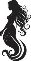 ombragé rivages Sirène vecteur emblème obsidienne ode noir Sirène icône