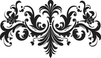 Renaissance noir garnitures décoratif frontière icône royal minuit détaillant noir ornemental symbole vecteur