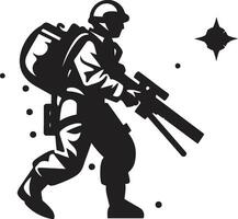 fureur guerrière soldat cuisson fusée emblème précision de fusée noir vecteur soldat icône