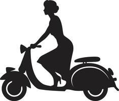 style scooterista femme vecteur conception paysage urbainchic noir vecteur symbole