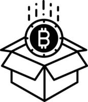 bitcoin ouvert boîte solide glyphe vecteur illustration