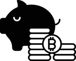 porcin banque bitcoin solide glyphe vecteur illustration