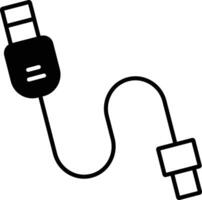 USB câble solide glyphe vecteur illustration