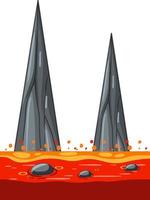 stalagmite avec lave chaude en style cartoon vecteur
