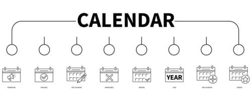 calendrier bannière la toile icône vecteur illustration concept