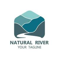 rivière logo avec combinaison de montagnes et les terres agricoles avec vecteur concept conception. logo pour beaucoup gentil de entreprise, Voyage agence et la nature photographe