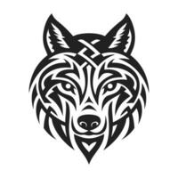tribal tatouage de le Loup tête dans celtique et nordique ornement plat style conception vecteur illustration.