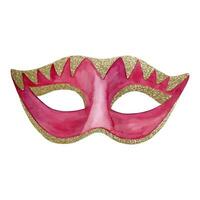 rouge magenta pourim mascarade masque dans vénitien style carnaval masque, main tiré aquarelle vecteur illustration