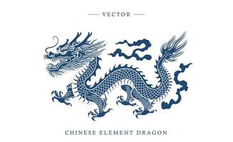 bleu et blanc porcelaine chinois dragon modèle vecteur
