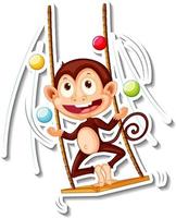 autocollant de personnage de dessin animé de boules de jonglage de singe vecteur