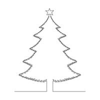 Noël arbre dans continu Célibataire ligne art contour facile dessin vecteur illustration et minimaliste conception