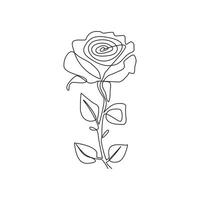 Rose fleur dans un ligne art contour Facile dessin vecteur illustration sur blanc Contexte