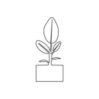 vecteur croissance arbre continu Célibataire ligne Facile dessin art illustration vecteur image et minimaliste