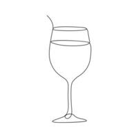 vecteur continu un ligne dessin de du vin verre meilleur utilisation pour logo, affiche, bannière et Contexte