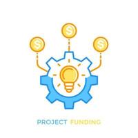 financement dans le nouveau produit, innovations, investissement, icône de projet de financement participatif vecteur