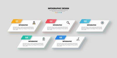 moderne affaires infographie modèle, carré forme avec 5 les options ou pas Icônes. vecteur