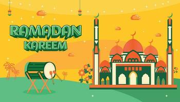 Ramadan kareem eid mubarak salutation fête journée Islam mosquée bannière Contexte 3 vecteur