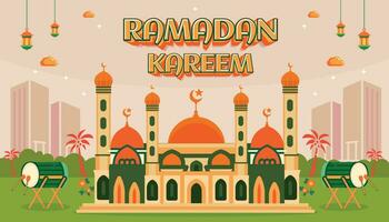 Ramadan kareem eid mubarak salutation fête journée Islam mosquée bannière Contexte 5 vecteur