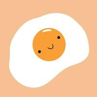 mignonne kawaii frit œuf. dessin animé petit déjeuner. isolé élément pour votre conception. vecteur