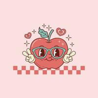 mignonne rétro illustration pour Pomme enseignants portant des lunettes pour vacances vecteur