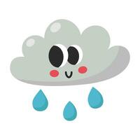 kawaii nuage et pluie dessin animé icône. vecteur