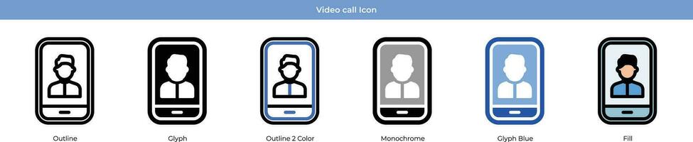 vidéo appel icône ensemble vecteur