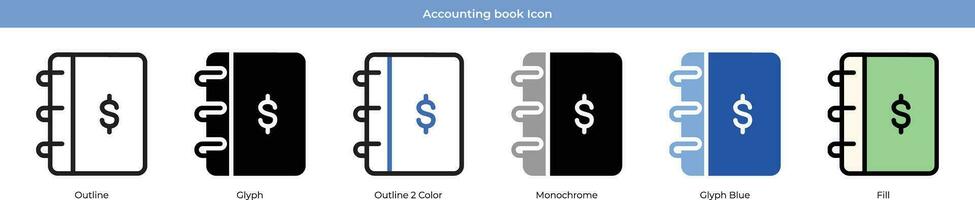 comptabilité livre icône ensemble vecteur