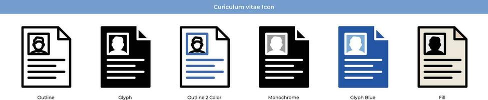 cursus vitae icône ensemble vecteur