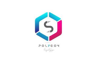 s polygone rose bleu icône alphabet lettre création de logo pour entreprise et société vecteur
