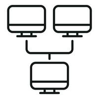 l'Internet ordinateur réseau icône contour vecteur. local Les données nuage vecteur