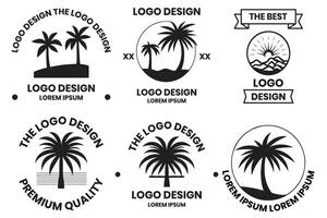 ai généré noix de coco arbre ou mer logo dans le concept de tourisme dans ancien style vecteur