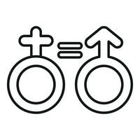 le sexe égalité icône contour vecteur. couple affiche soutien vecteur