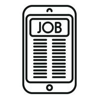 chercher emploi en ligne téléphone icône contour vecteur. trouver dossier carrière vecteur