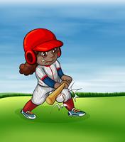 Fille jouant au baseball en plein air vecteur